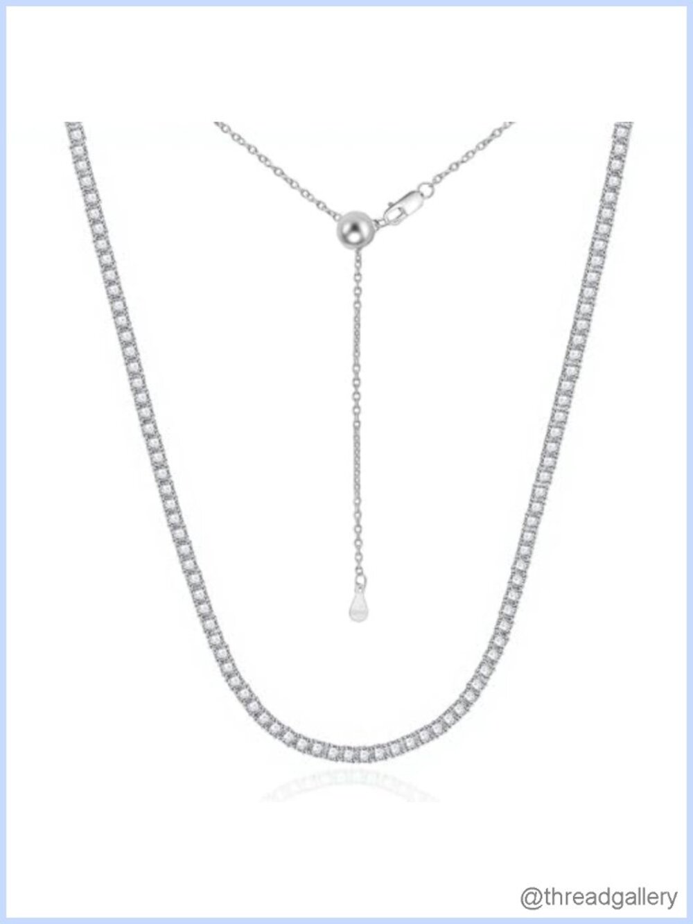 Moissanite Tennis Necklace 925 Sterling Silver Plated White Gold Adjustable